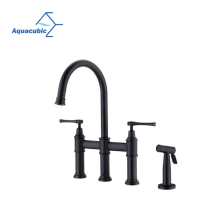 Aquacubic Cupc Lead Free Brass High Arc Bridge Kitchen Faucet with Side Spray Kitchen Faucet